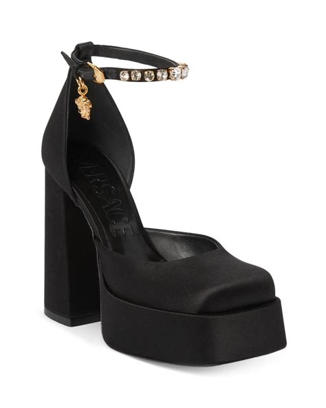 versace ankle strap heels|versace chunky heels.